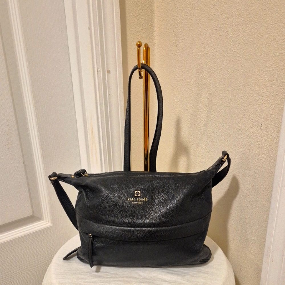 Kate Spade Black Pebbled Leather Crossbody Bag 12x9x3